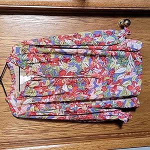 Floral print blouse with beaded tassels size 3x